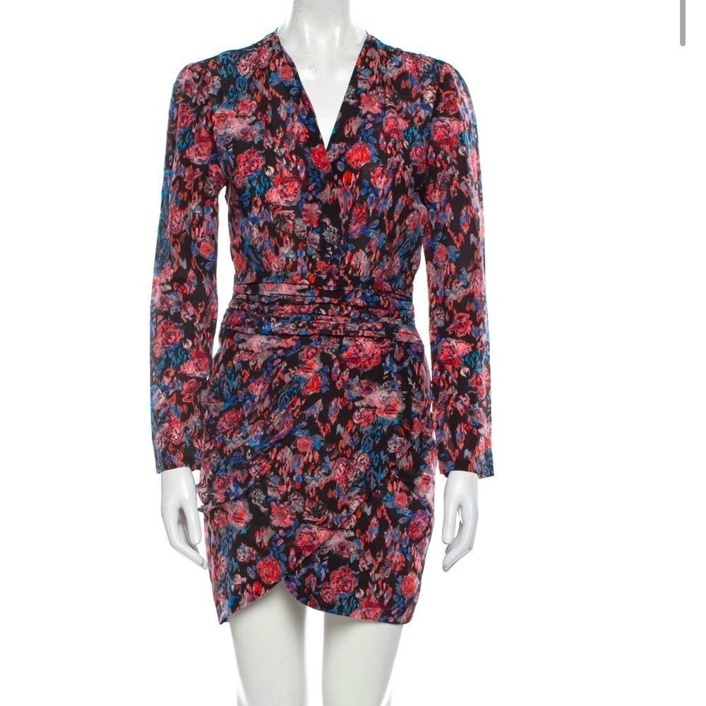 IRO fling Silk Floral Wrap Mini Dress